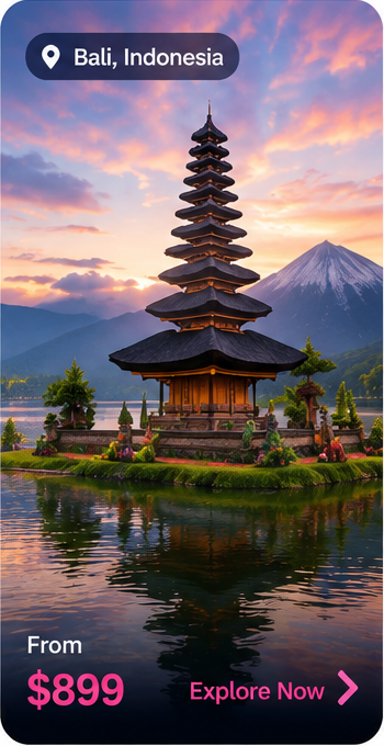 Bali, Indonesia temple at sunset