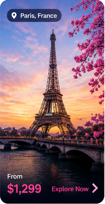 Paris, France Eiffel Tower at sunset